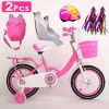 12in Carbon Steel Kid Bike with Backpack Streamers Helmet Detachable Training Wheels