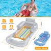 59in Inflatable Pool Float Raft w/ Headrest Armrest Cupholder Swimming Pool Lounge Air Mat Chair