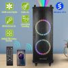 Portable Wireless Party Speaker Colorful Lights DJ PA System with TWS Function FM Radio USB MMC Card Reading Aux In Guitar Input Recording Function Mi