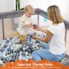 Baby Play Yard 50x50x24in Infant Play Game Child Fence Play Yards Breathable Kids Activity Center with Anti-Slip Suction Base 2 Zipper Doors for Infan
