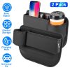2 Pack Car Seat Gap Filler Organizer Car Leather Cup Holder Gap Bag Universal Car Seat Storage Black for Placing Keys Cards Phones Drinks Lipstick