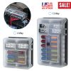 6-Way Fuse Box Holder w/ LED Indicator 6 Circuit Blade Fuse Block Sticker Label For 12-32V Automotive Boat Car SUV Marine