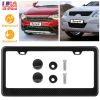 License Plate Frame Rustproof Waterproof Carbon Fiber Black License Plate Frame 2 Holes w/ Bolts Washer Caps for USA/Canada Standard