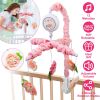 Musical Crib Mobile for Girls Baby Musical Crib Bed Bell Nursery Mobile with 12 Melodies 5 Flower Rattles 3 Modes Volume Adjustment Newborn Gift