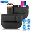 2 Pack Car Seat Gap Filler Organizer Car Leather Cup Holder Gap Bag Universal Car Seat Storage Black for Placing Keys Cards Phones Drinks Lipstick