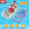 59in Inflatable Pool Float Raft w/ Headrest Armrest Cupholder Swimming Pool Lounge Air Mat Chair