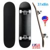 31x8in Skateboards Complete Standard Skate Boards For Girls Boys Beginner 9 Layers Maple Concave Skateboard For Kids Youth Teens
