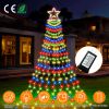 Christmas Hanging Waterfall String Light with Topper Star IP65 Waterproof Outdoor Plug In Fairy Waterfall Tree Light with 8 Lighting Modes Timer Memor