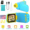 Kids Digital Camera Child Video Camera Children Camcorder Christmas Toy Birthday Gifts with 2.4in Screen 4X Digital Zoom 5 Games 32G MMC Card for 3-10