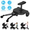 2 In 1 Universal Stroller Board Sit & Stand Buggy Wheeled Board Toddler Stroller Attachment with Detachable Seat for 3-7 Years Old