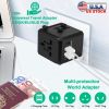 Universal Travel Power Adapter All in One AC Power Plug Adapter International Wall Charger with 4 Charging Ports for Phones Tablets Cameras US UK EU A