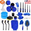 26Pcs Car Detailing Brush Kit Exterior Interior Car Cleaning Set Drill Brush Set Car Buffing Sponge Pads Kit for Cleaning Automobile Interior Exterior