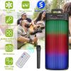 Portable Wireless Party Speaker Dual 8in Colorful Lights DJ PA System with TWS Function FM Radio USB MMC Card Reading Aux In Recording Function Wirele