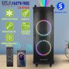 Portable Wireless Party Speaker Colorful Lights DJ PA System with TWS Function FM Radio USB MMC Card Reading Aux In Guitar Input Recording Function Mi