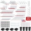 240Pcs Pegboard Hooks Assortment Garage Pegboard Accessories Organizer Kit 1/8 and 1/4 inch Peg Board Hooks for Organizing Various Tools