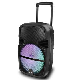 Wireless Speaker Portable PA Karaoke System with 12" Subwoofer Sound System Wired Microphone w/ DJ Lights FM Remote Control