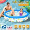 48x10” Inflatable Swimming Pool Blow Up Family Pool For 2 Kids Foldable Swim Ball Pool Center w/ 3 Velvets Water Drain Plug For Indoor Backyard Beach