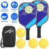Pickleball Set 2 Fiberglass Paddles 4 Outdoor Indoor Balls Portable Carry Bag 2 Cooling Towel Lightweight Ergonomic Grip for Beginners Pros