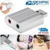USB Audio Adapter External Stereo Sound Card w/ 3.5mm Headphone Microphone Jack Sound Converter For PC Laptops