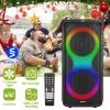 Portable Wireless Party Speaker with 7 Colorful Lights Remote Control Party Speaker with TWS Function FM Radio USB MMC Card Reading Aux In Recording F