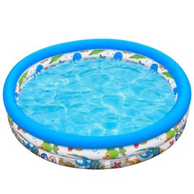 48x10” Inflatable Swimming Pool Blow Up Family Pool For 2 Kids Foldable Swim Ball Pool Center w/ 3 Velvets Water Drain Plug For Indoor Backyard Beach
