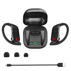 True Wireless Earbuds TWS Stereo Earphones In-Ear Wireless V5.0 Headsets with LED Display Magnetic Charging Case Built-in Mic with Deep Bass IPX5 Wate