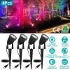 4Pcs Landscape Lights Color Changing Landscape Spotlight IP65 Waterproof RGBW LED Colorful Stake Light with Remote Control 16 Color 4 Dynamic Light Mo