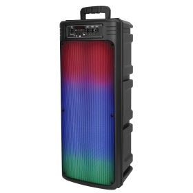Portable Wireless Party Speaker Dual 8in Colorful Lights DJ PA System with TWS Function FM Radio USB MMC Card Reading Aux In Recording Function Wirele