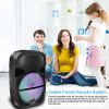 KOCASO Wireless Speaker Portable PA Karaoke System with 15" Subwoofer FM Radio Wired Microphone w/ DJ Lights Remote Control