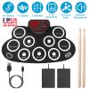 10 Pads Electric Drum Set Foldable 10-Drum Silicon Drum Kit Foldable Electronic Drum Pad Machine with Drum Sticks Headphone Jack Speaker Battery Dual-
