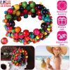 Multi-Color Wooden Beaded Stretchy Bracelet Colorful Exotic Style Elastic Bracelets For Women Girls Children