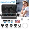 True Wireless V5.0 Earbuds IPX7 Waterproof Touch Control In-Ear Stereo Headsets TWS Noise Canceling Earbuds w/ LED Display Magnetic Charging Dock