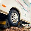 Heavy Duty Rubber Wheel Chocks Tire Chocks Wheel Immobilizers with Nylon Rope Yellow Reflective Stripes for RVs Trucks Trailers Small Airplanes