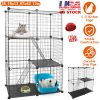 3 Tier Cat Playpen Cage Metal Indoor Cat House Detachable Kitten House with 3 Doors 2 Ladders Large Cat Exercise Place for 1-2 Cats Black