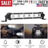 7" LED Light Bar Single Row Offroad Spot Lights 18W Ultra Slim Straight Work Light for Trailer Truck Bus Boat