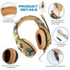 Gaming Headsets Noise Isolation Volume Adjustment Stereo Earmuffs w/ Microphone 3.5mm Plug Adapter 7.4ft Cord Over-ear Headphones for Game Lovers