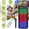 Portable Wireless Party Speaker Dual 8in Colorful Lights DJ PA System with TWS Function FM Radio USB MMC Card Reading Aux In Recording Function Wirele