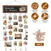 Wooden Hanging Picture Frame Photo Display String Ropes with 30 Clips Writable Blackboard Wall Decoration Postcard Artwork Picture Organizer