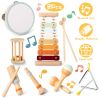 8Pcs Toddler Musical Toys Wooden Montessori Musical Instruments with Xylophone Tambourine Maracas for Boys Girls Aged 3 4 5 Years Old