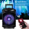 Wireless Party Speaker 12in Woofer Bass Party Speaker w/ Cordless Microphone FM Radio USB Reading MMC Car Slot Aux-In Flashing LED Colorful Lights
