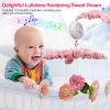 Musical Crib Mobile for Girls Baby Musical Crib Bed Bell Nursery Mobile with 12 Melodies 5 Flower Rattles 3 Modes Volume Adjustment Newborn Gift