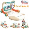 3 in 1 Baby Gym Playmat with Learning Walker Baby Playmat with Piano Keyboard Game Panel 5 Fun Rattle Toys for 0-12 Months Old Musical Activity Center
