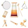 8Pcs Toddler Musical Toys Wooden Montessori Musical Instruments with Xylophone Tambourine Maracas for Boys Girls Aged 3 4 5 Years Old