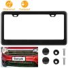 License Plate Frame Rustproof Waterproof Carbon Fiber Black License Plate Frame 2 Holes w/ Bolts Washer Caps for USA/Canada Standard