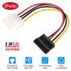 2 Packs 4 Pin Male To 15Pin Female Data Cable Adapter Converter Hard Drive Cable
