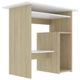 vidaXL Desk White and Sonoma Oak 31.5"x17.7"x29.1" Engineered Wood