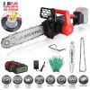 12Inch Electric Cordless Chainsaw With 2Pcs 21V 3.0Ah Battery and Charger Brushless Battery Operated Handheld Chainsaw With Auto Oiler Safety Switch F