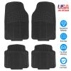 4Pcs Automotive Floor Mats Front and Rear PVC Rubber Floor Mats Heavy Duty Drive Vehicle Car Mats with Trimmable Design Fit Most Cars SUVs Trucks