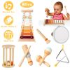 8Pcs Toddler Musical Toys Wooden Montessori Musical Instruments with Xylophone Tambourine Maracas for Boys Girls Aged 3 4 5 Years Old