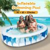 90×60×20” Inflatable Swimming Pool Blow Up Family Pool For Kids Foldable Swim Ball Pool Center w/ Velvet Bottom Water Drain Plug For Indoor Backyard B
